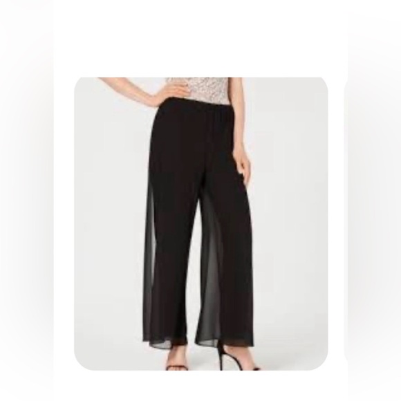 Alex Evenings Pants - ALEX EVENINGS PETITE Chiffon Overlay Pants Black